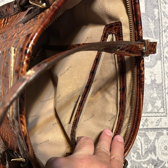Brahmin Elegant Brown Embossed Tote Bag - Picture 8 of 15